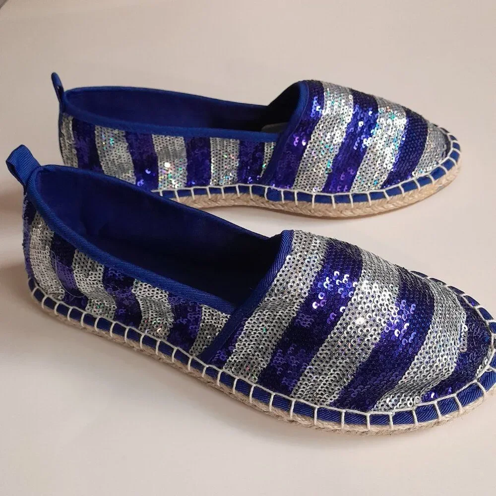 Pep step patriotic espadrille sequin loafer shoes TONY SS04 Size 7.5 Color Blue